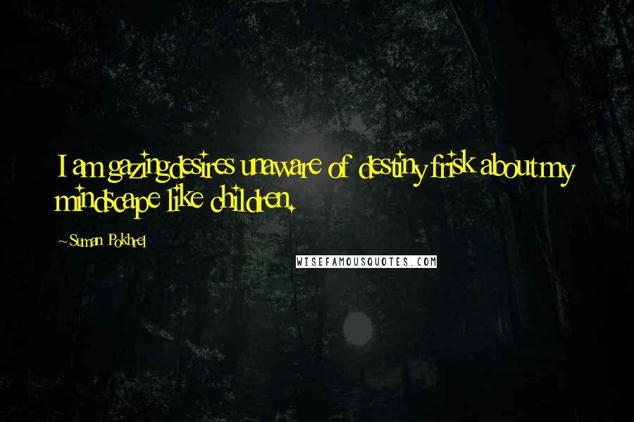 Suman Pokhrel Quotes: I am gazingdesires unaware of destiny frisk about my mindscape like children.