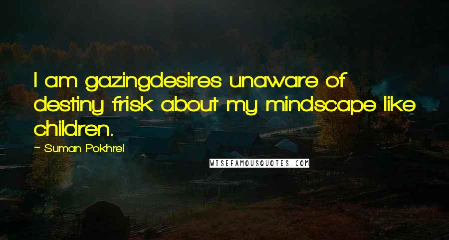 Suman Pokhrel Quotes: I am gazingdesires unaware of destiny frisk about my mindscape like children.