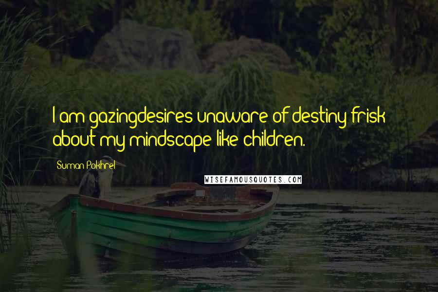 Suman Pokhrel Quotes: I am gazingdesires unaware of destiny frisk about my mindscape like children.