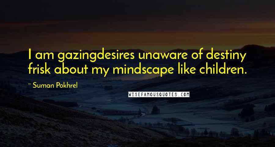 Suman Pokhrel Quotes: I am gazingdesires unaware of destiny frisk about my mindscape like children.