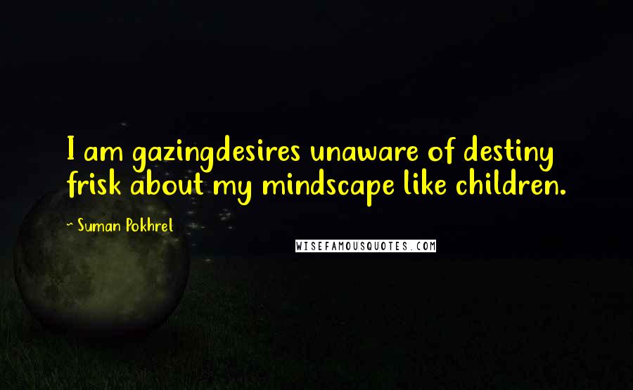 Suman Pokhrel Quotes: I am gazingdesires unaware of destiny frisk about my mindscape like children.