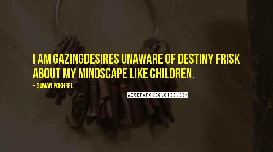 Suman Pokhrel Quotes: I am gazingdesires unaware of destiny frisk about my mindscape like children.