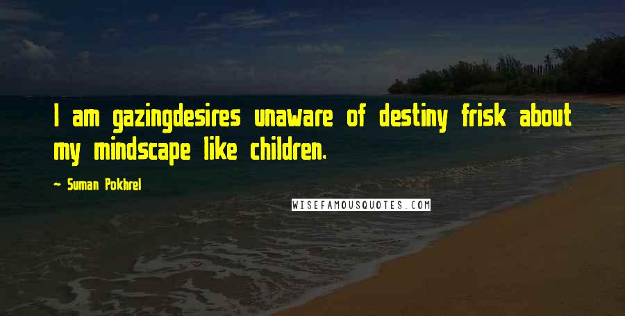 Suman Pokhrel Quotes: I am gazingdesires unaware of destiny frisk about my mindscape like children.