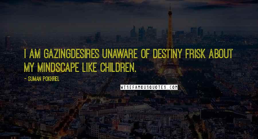 Suman Pokhrel Quotes: I am gazingdesires unaware of destiny frisk about my mindscape like children.