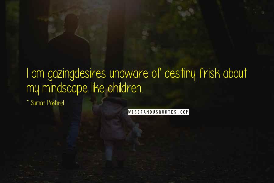 Suman Pokhrel Quotes: I am gazingdesires unaware of destiny frisk about my mindscape like children.