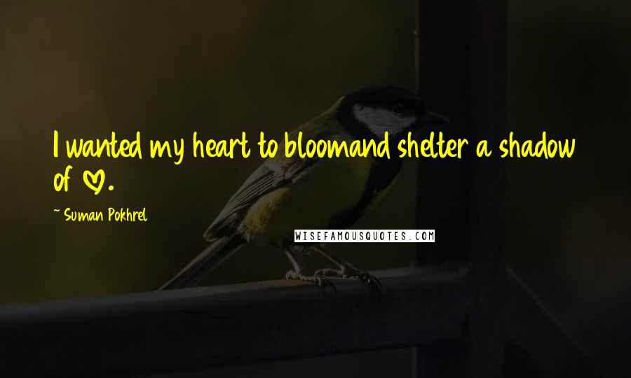 Suman Pokhrel Quotes: I wanted my heart to bloomand shelter a shadow of love.