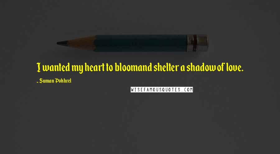 Suman Pokhrel Quotes: I wanted my heart to bloomand shelter a shadow of love.