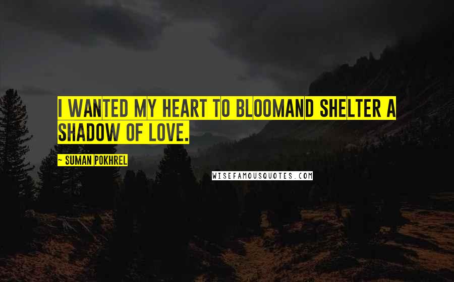 Suman Pokhrel Quotes: I wanted my heart to bloomand shelter a shadow of love.