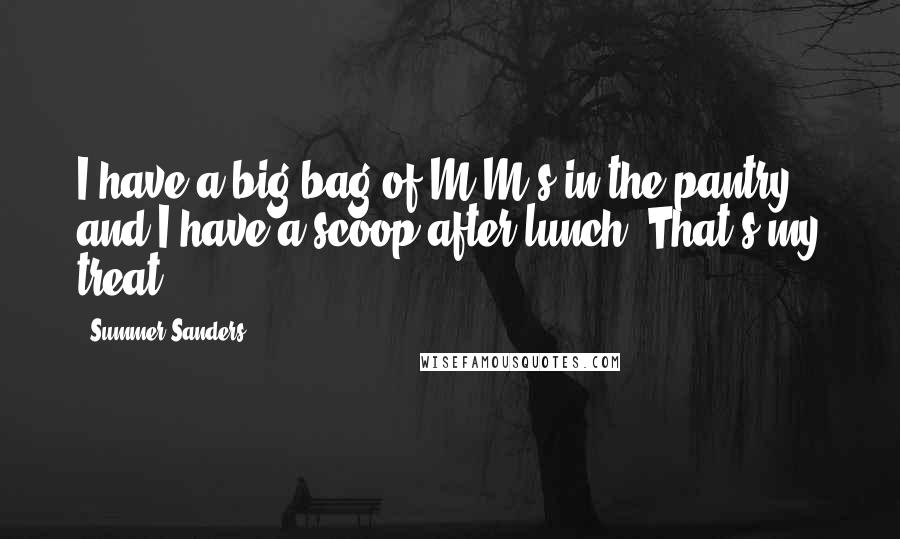 Summer Sanders Quotes: I have a big bag of M&M's in the pantry, and I have a scoop after lunch. That's my treat.