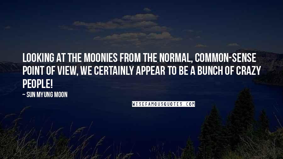 Sun Myung Moon Quotes: Looking at the Moonies from the normal, common-sense point of view, we certainly appear to be a bunch of crazy people!
