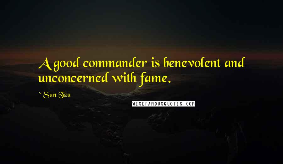 Sun Tzu Quotes: A good commander is benevolent and unconcerned with fame.