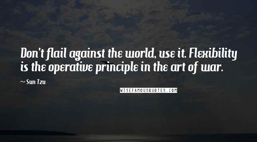 Sun Tzu Quotes: Don't flail against the world, use it. Flexibility is the operative principle in the art of war.