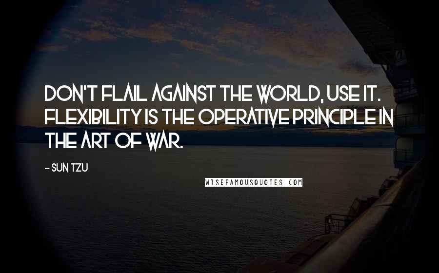 Sun Tzu Quotes: Don't flail against the world, use it. Flexibility is the operative principle in the art of war.