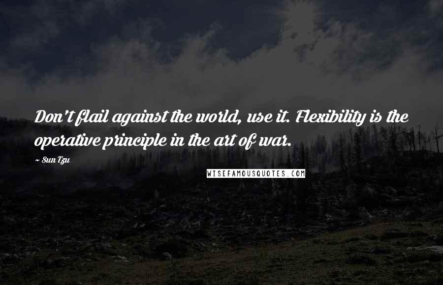 Sun Tzu Quotes: Don't flail against the world, use it. Flexibility is the operative principle in the art of war.