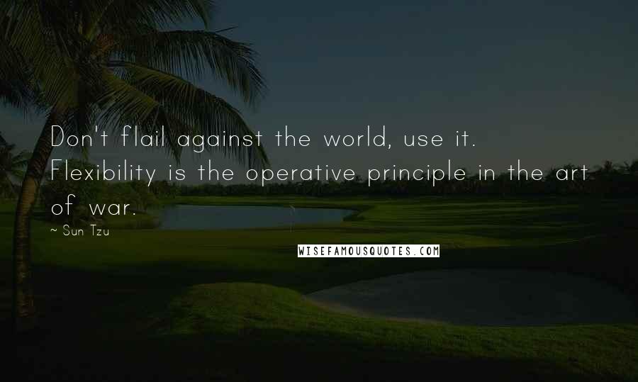 Sun Tzu Quotes: Don't flail against the world, use it. Flexibility is the operative principle in the art of war.