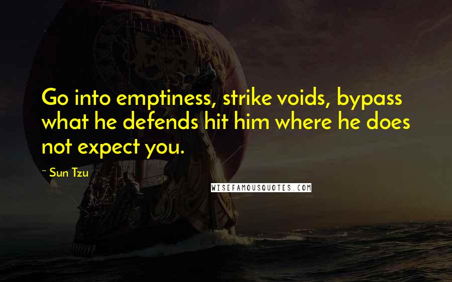 Sun Tzu Quotes: Go into emptiness, strike voids, bypass what he defends hit him where he does not expect you.