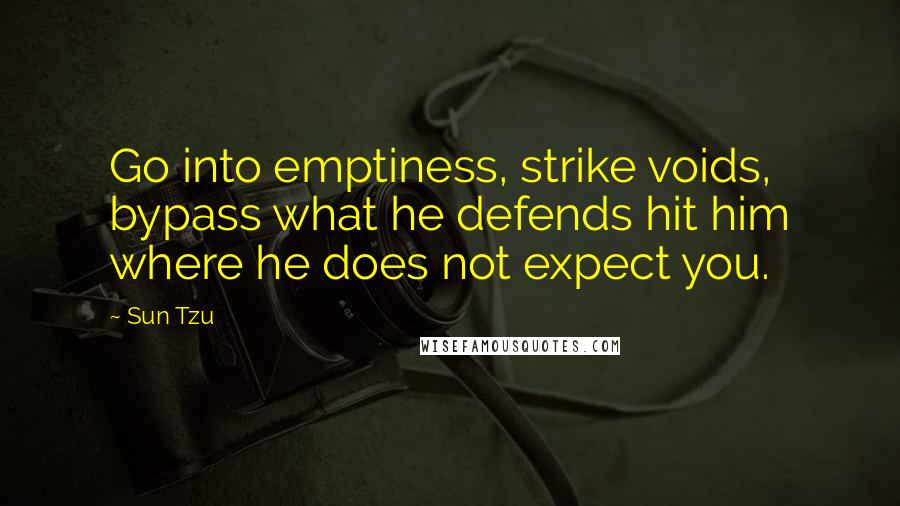Sun Tzu Quotes: Go into emptiness, strike voids, bypass what he defends hit him where he does not expect you.