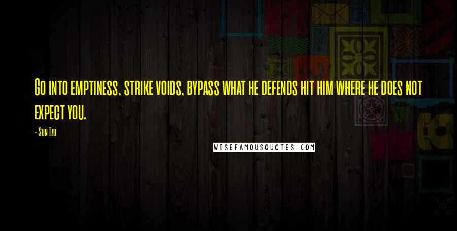 Sun Tzu Quotes: Go into emptiness, strike voids, bypass what he defends hit him where he does not expect you.