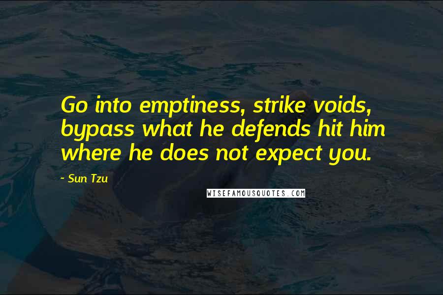 Sun Tzu Quotes: Go into emptiness, strike voids, bypass what he defends hit him where he does not expect you.