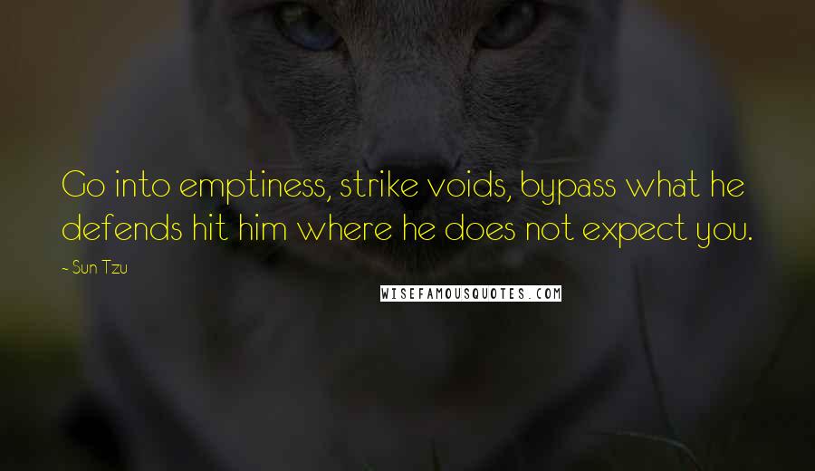 Sun Tzu Quotes: Go into emptiness, strike voids, bypass what he defends hit him where he does not expect you.