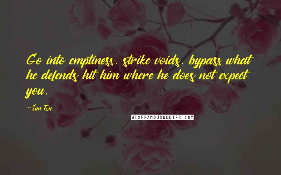 Sun Tzu Quotes: Go into emptiness, strike voids, bypass what he defends hit him where he does not expect you.
