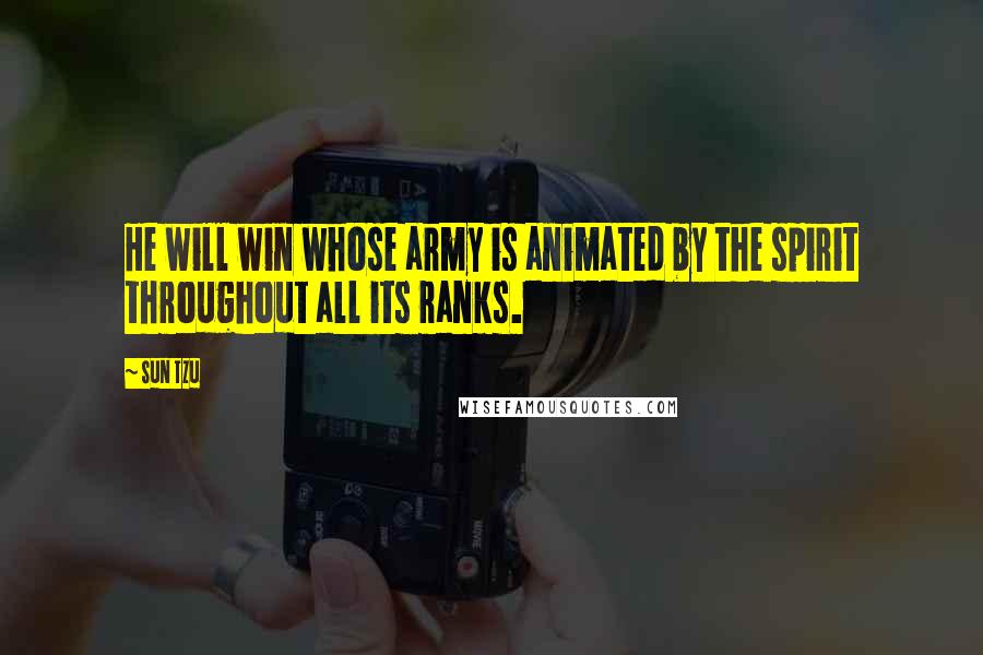 Sun Tzu Quotes: He will win whose army is animated by the spirit throughout all its ranks.