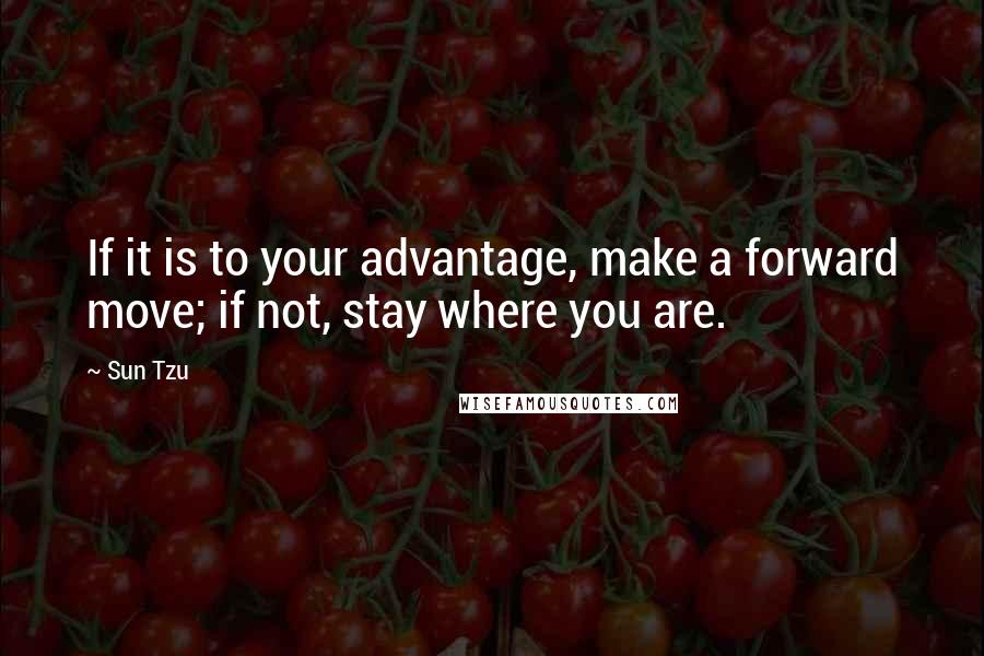 Sun Tzu Quotes: If it is to your advantage, make a forward move; if not, stay where you are.