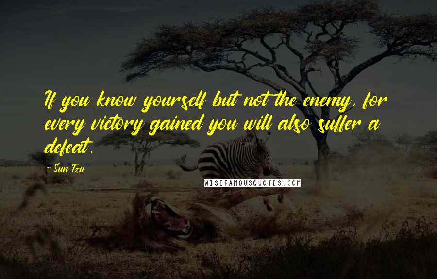 Sun Tzu Quotes: If you know yourself but not the enemy, for every victory gained you will also suffer a defeat.