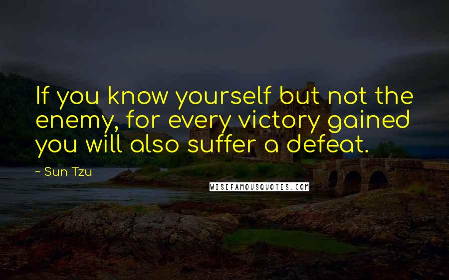 Sun Tzu Quotes: If you know yourself but not the enemy, for every victory gained you will also suffer a defeat.