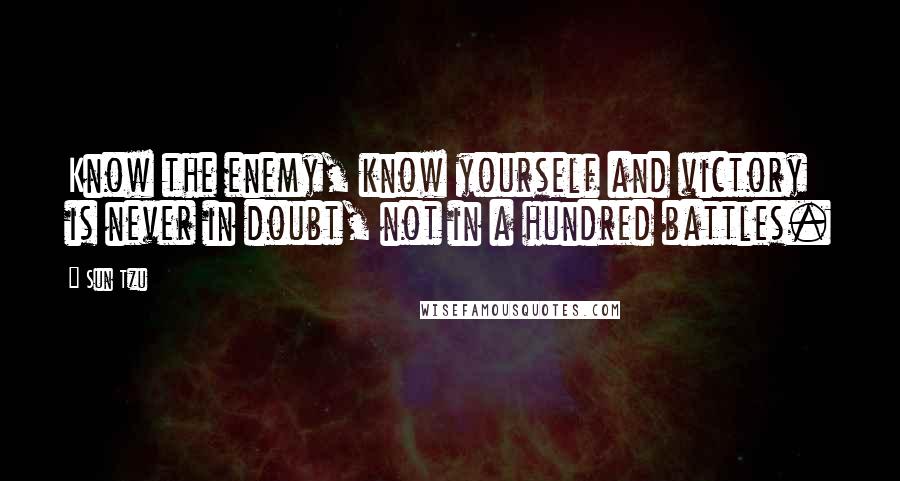 Sun Tzu Quotes: Know the enemy, know yourself and victory is never in doubt, not in a hundred battles.