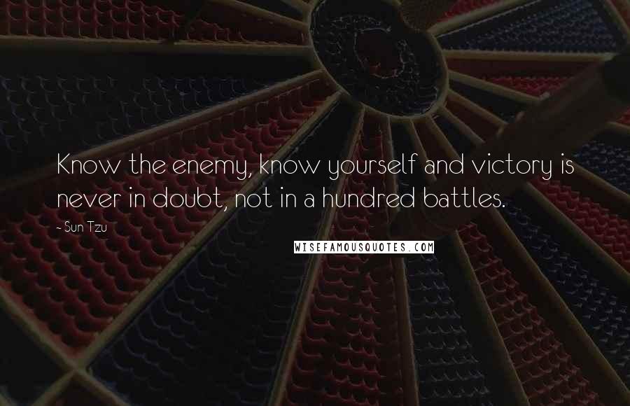 Sun Tzu Quotes: Know the enemy, know yourself and victory is never in doubt, not in a hundred battles.