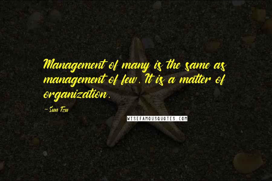 Sun Tzu Quotes: Management of many is the same as management of few. It is a matter of organization.