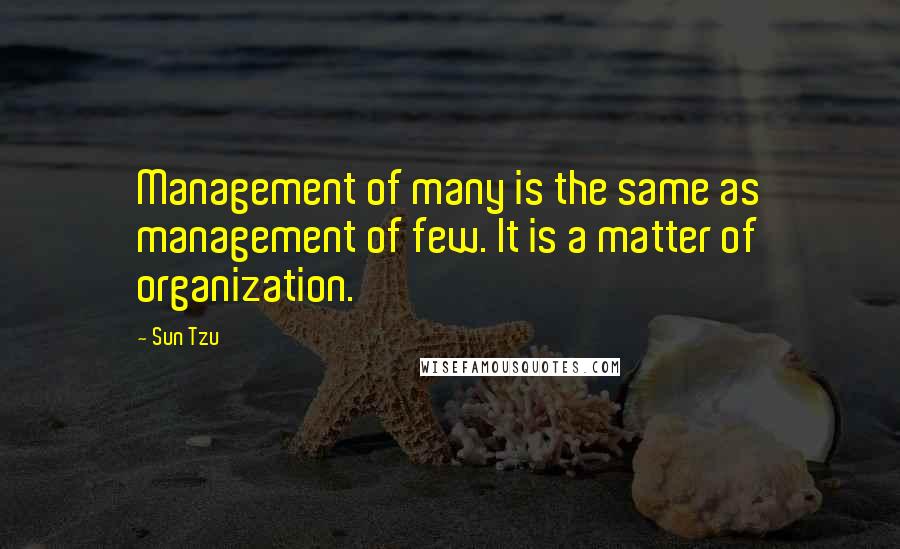 Sun Tzu Quotes: Management of many is the same as management of few. It is a matter of organization.