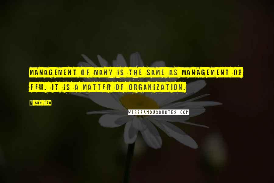 Sun Tzu Quotes: Management of many is the same as management of few. It is a matter of organization.