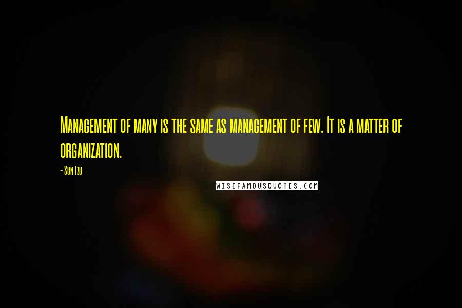 Sun Tzu Quotes: Management of many is the same as management of few. It is a matter of organization.