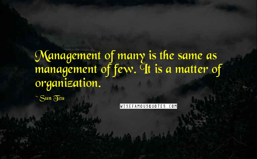 Sun Tzu Quotes: Management of many is the same as management of few. It is a matter of organization.