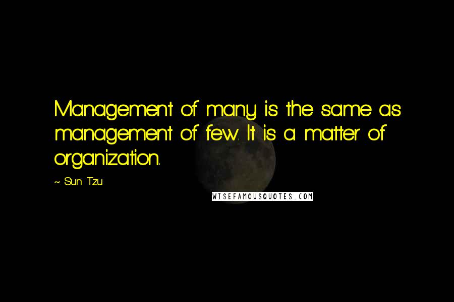 Sun Tzu Quotes: Management of many is the same as management of few. It is a matter of organization.