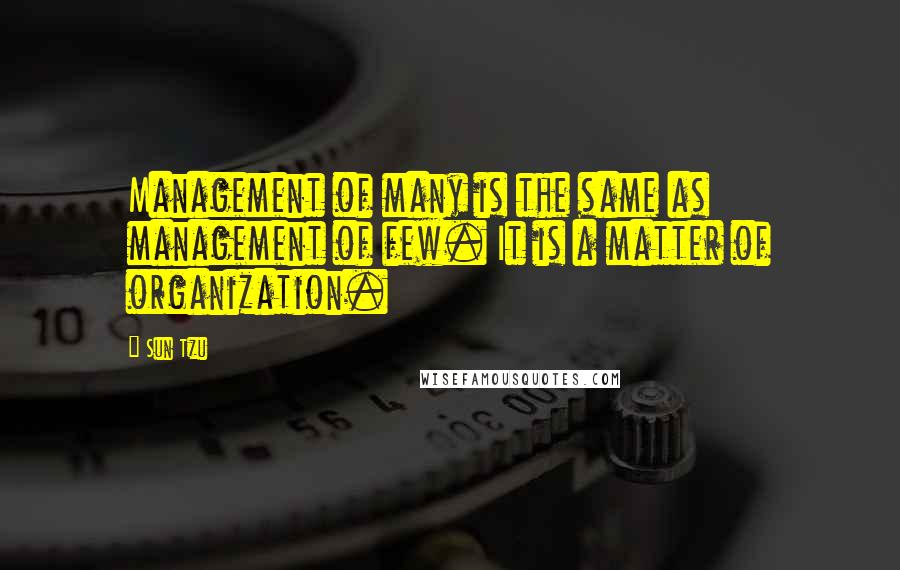 Sun Tzu Quotes: Management of many is the same as management of few. It is a matter of organization.