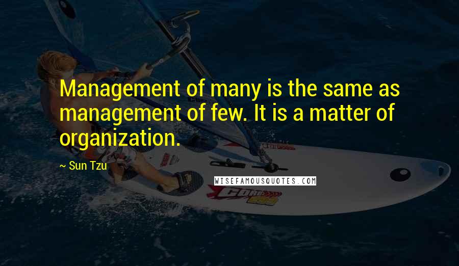 Sun Tzu Quotes: Management of many is the same as management of few. It is a matter of organization.