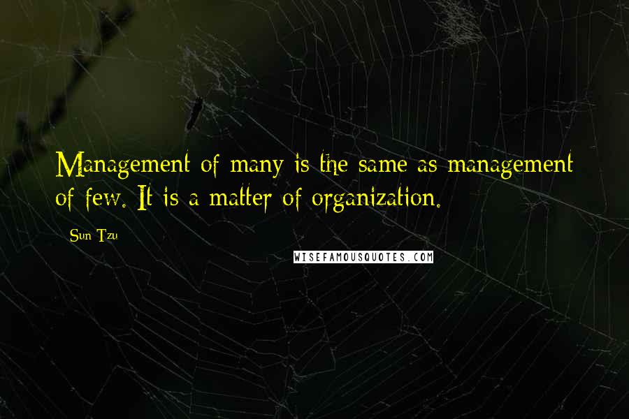 Sun Tzu Quotes: Management of many is the same as management of few. It is a matter of organization.