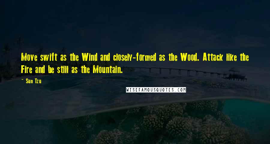 Sun Tzu Quotes: Move swift as the Wind and closely-formed as the Wood. Attack like the Fire and be still as the Mountain.