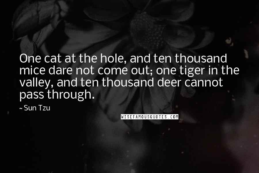 Sun Tzu Quotes: One cat at the hole, and ten thousand mice dare not come out; one tiger in the valley, and ten thousand deer cannot pass through.
