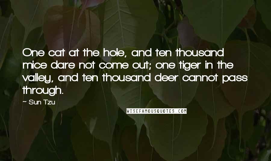 Sun Tzu Quotes: One cat at the hole, and ten thousand mice dare not come out; one tiger in the valley, and ten thousand deer cannot pass through.