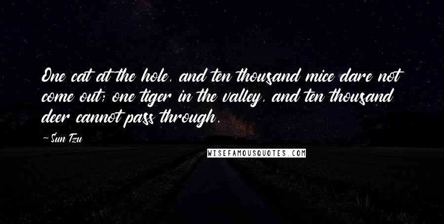 Sun Tzu Quotes: One cat at the hole, and ten thousand mice dare not come out; one tiger in the valley, and ten thousand deer cannot pass through.