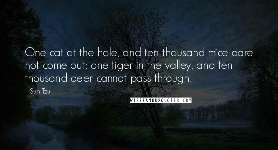 Sun Tzu Quotes: One cat at the hole, and ten thousand mice dare not come out; one tiger in the valley, and ten thousand deer cannot pass through.