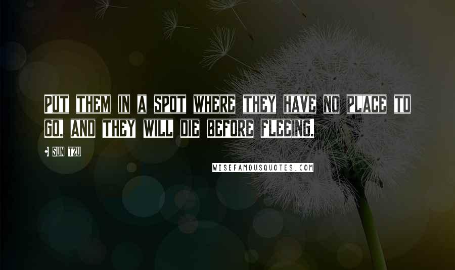 Sun Tzu Quotes: Put them in a spot where they have no place to go, and they will die before fleeing.