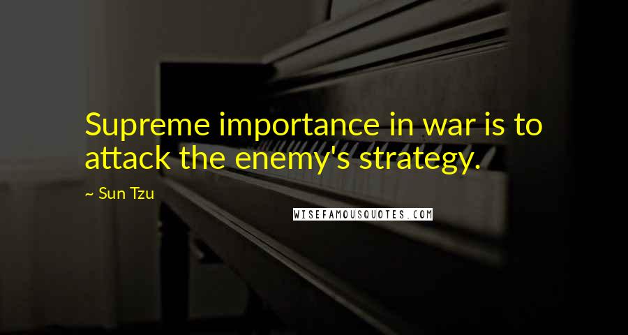 Sun Tzu Quotes: Supreme importance in war is to attack the enemy's strategy.