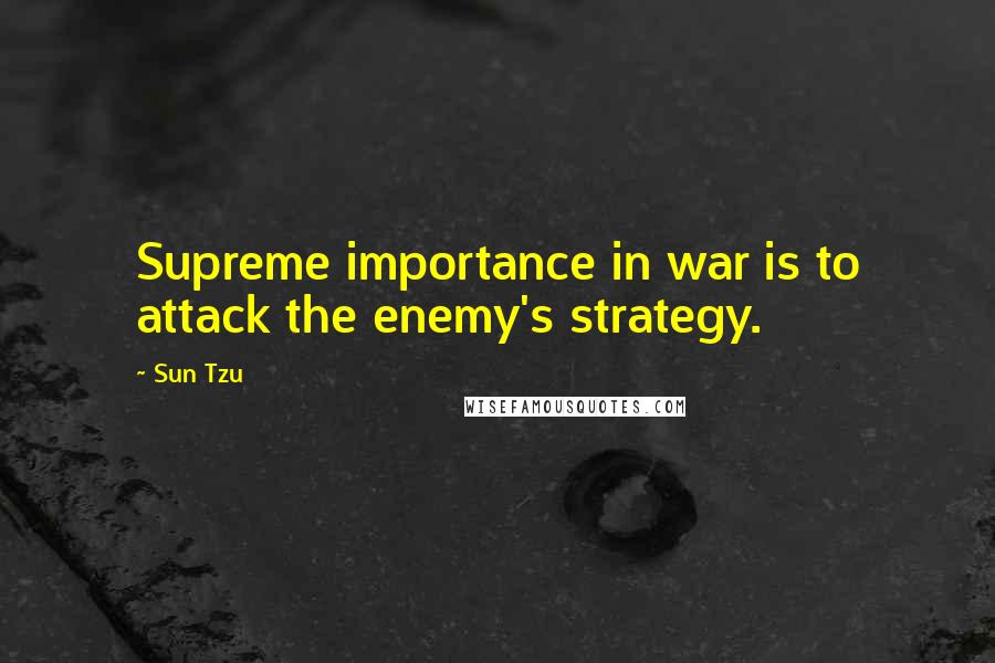Sun Tzu Quotes: Supreme importance in war is to attack the enemy's strategy.
