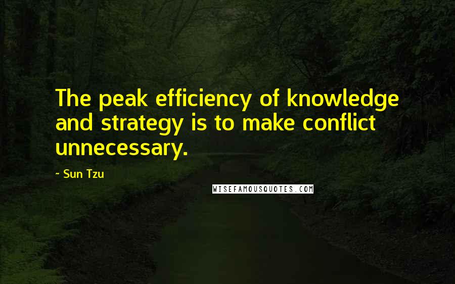 Sun Tzu Quotes: The peak efficiency of knowledge and strategy is to make conflict unnecessary.