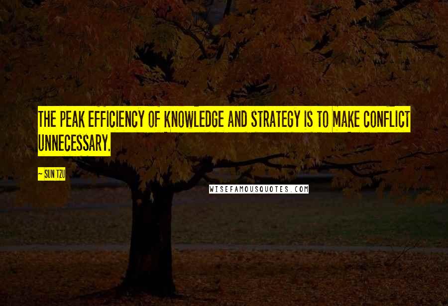 Sun Tzu Quotes: The peak efficiency of knowledge and strategy is to make conflict unnecessary.